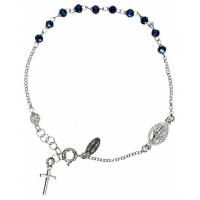 Bracelet-dizainier - argent rhodié - 3 mm - bleu - médaille miraculeuse