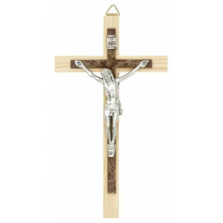 Croix Murale - 15 cm - Bois Brun 2 Tons