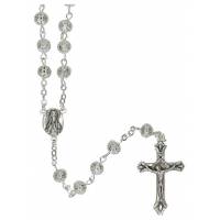 Rozenkrans - metaal verzilverd - 5 mm kant + karabijnhaak 