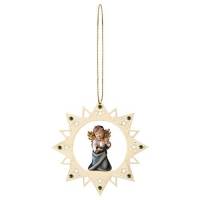 Houtsnijwerk Hart Met Engel 12 Cm / Gekleurd 