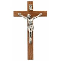 Croix Murale - 12 cm - Bois Corps Mét. Bronzé