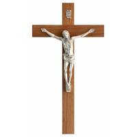 Croix Murale - 23 cm - Bois Corps Mét. Bronzé