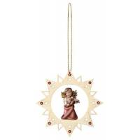 Houtsnijwerk Hart Met Engel 12 Cm / Gekleurd 