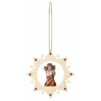 Houtsnijwerk Hart Met Engel 12 Cm / Gekleurd 