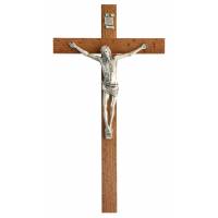 Croix Murale - 27 cm - Bois Corps Mét. Bronzé