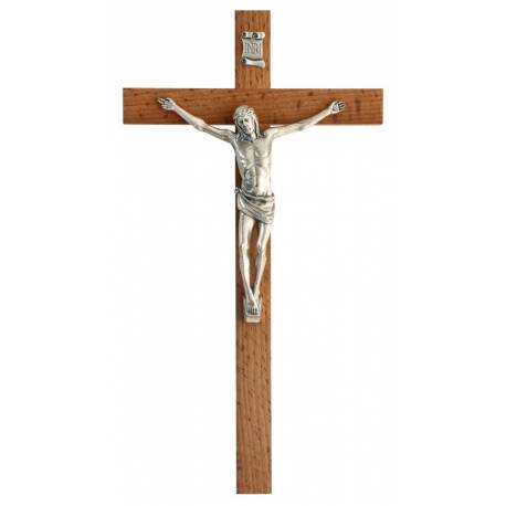 Croix Murale - 27 cm - Bois Corps Mét. Bronzé