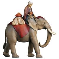 Houtsnijwerk Olifant + Page + Bagage 16 Cm / Gekleurd 