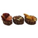 Napolitaanse Santon 12 Cm Mandje Salami-Paddestoelen-Brood 3X2x3cm 