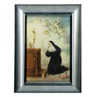 Cadre Met Argenté Ste Rita 15 X 10 Cm