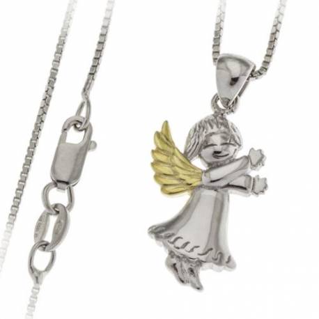 Engel 18 mm zilver en ketting 