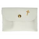 Rozenkranszakje Leder - 10 X 7 cm - Wit 
