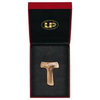 Bois Sculpté Croix S/Cordon Tau 5 X 4 Cm 2 Ton Bois + Etui