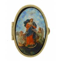 Pillendoosje - Maria die de knopen ontwart - Mozaiek - Ov 52 X 36 mm 
