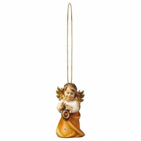 Houtsnijwerk Engel Met Lantaarn-Om Te Hangen-6 Cm/Gekleurd 
