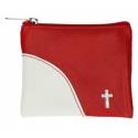 Rozenkranszakje Leder - 10 X 8 cm - Rood-Wit 