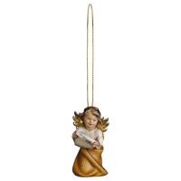 Houtsnijwerk Engel Met Muzieknoten-Om Te Hangen-6 Cm/Gekleurd 
