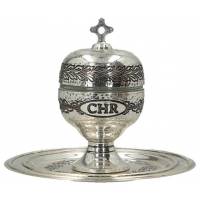 1 Ampoule Pour Huile Sainte CHR D 15 Cm Argenté