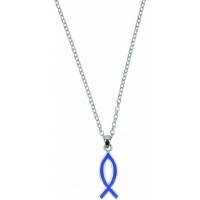 Ketting + Blauwe Vis Metaal Verzilverd 