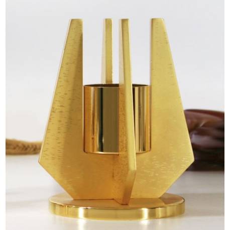 Bougeoir Base Diam 9 Cm H 15 Cm Diam Bougie 5 Cm Doré
