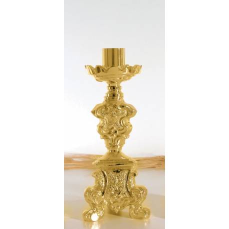Bougeoir H 29 Cm Diam Bougie 5 Cm Doré