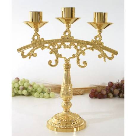 Bougeoir Base Diam 12 Cm H 34 Cm Diam Bougie 4 Cm Doré