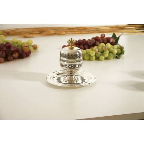 1 Ampoule Pour Huile Saint CHR D 15 cm Argenté