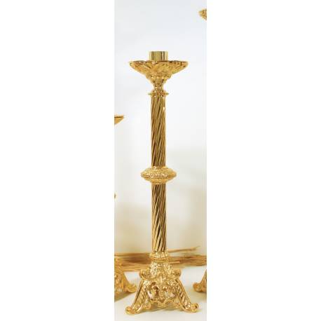 Bougeoir H 50 Cm Diam Bougie 4 Cm Doré