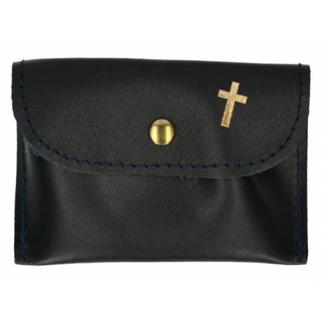 Rozenkranszakje Leder - 10 X 7 cm - Zwart 