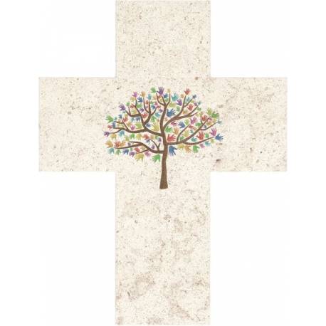 Croix Murale 17 X 13 Cm Pierre Naturelle Arbre De Vie