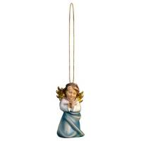Houtsnijwerk Engel Biddend-Om Te Hangen-6 Cm/Blauw 