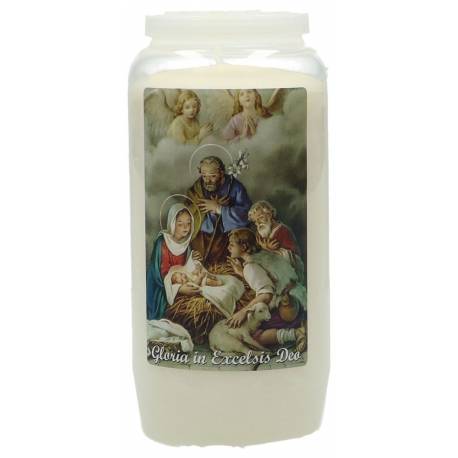 Kaars 6 Dagen / wit / Kersttafereel 