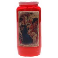 Kaars 6 Dagen / rood / Kersttafereel 