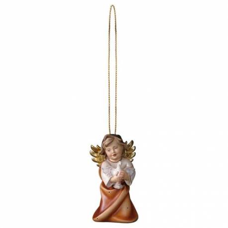Houtsnijwerk Engel Met Duif-Om Te Hangen-6 Cm/Roze 