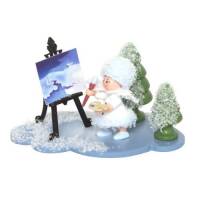 Flocon De Neige-Bois 5.7 Cm Avec Chevalet