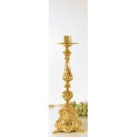 Bougeoir H 43 Cm Diam Bougie 4 Cm Doré