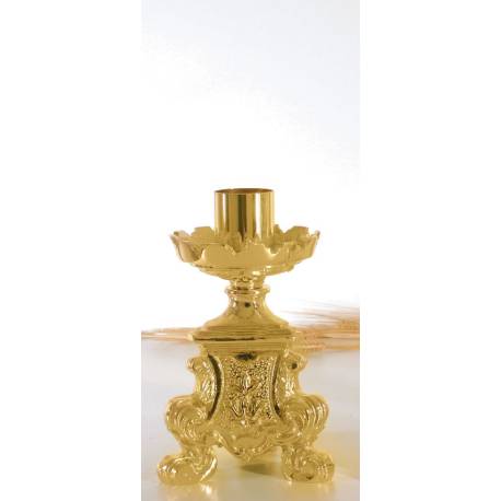 Bougeoir H 20 Cm Diam Bougie 5 Cm Doré