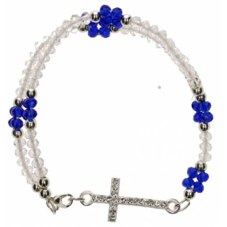 Bracelet-dizainier Cristal + Croix Strass
