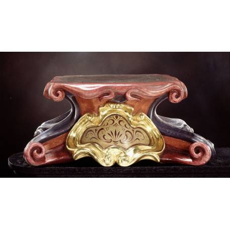 Console pour statue 60 cm bois sculpté polychrome or