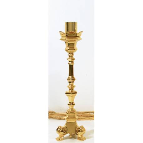 Bougeoir H 40 Cm Diam Bougie 4 Cm Doré