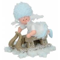 Flocon De Neige-Bois 5.7 Cm Sur Luge