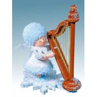 Flocon De Neige-Bois 7 Cm Avec Harpe