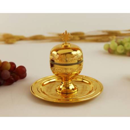 1 Ampoule Pour Huile Sainte Chr D 15 Cm Doré