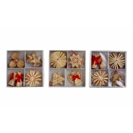 Set 10 Decorations Noel Paille