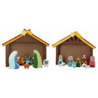 Houten kinderachtig kerstgroep, 2 modellen. 