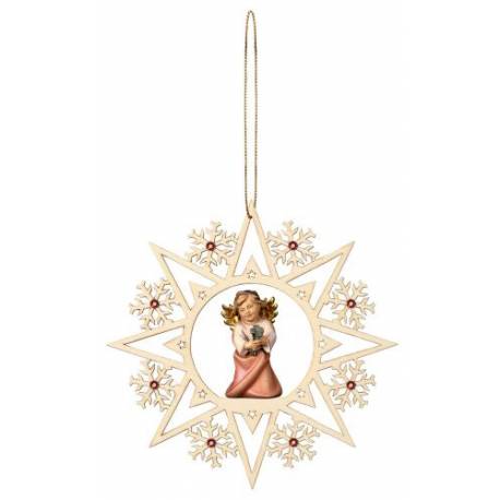 Décoration de Noël : ange en bois avec trèfle à suspendre