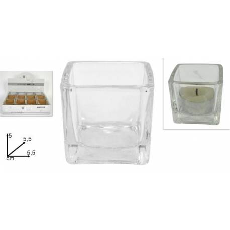 Kaarsenhouder Glas Vierkantig 5.2 X 5.2 X Ht 5.2 cm 