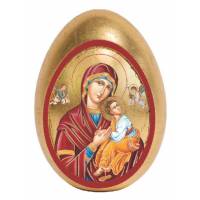 Oeuf avec support N.D. du Perpétuel Secours de 7.5 cm (15 cm avec le support)