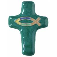 Croix Ceramique 11 X 8.5 Cm Vert prasin