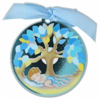 Cadre-Berceau - Arbre de vie / Enfant - Bleu - Diam 7 cm