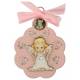 Cadre-Berceau - Fleur / Vierge priante - 7 X 9 cm - Rose